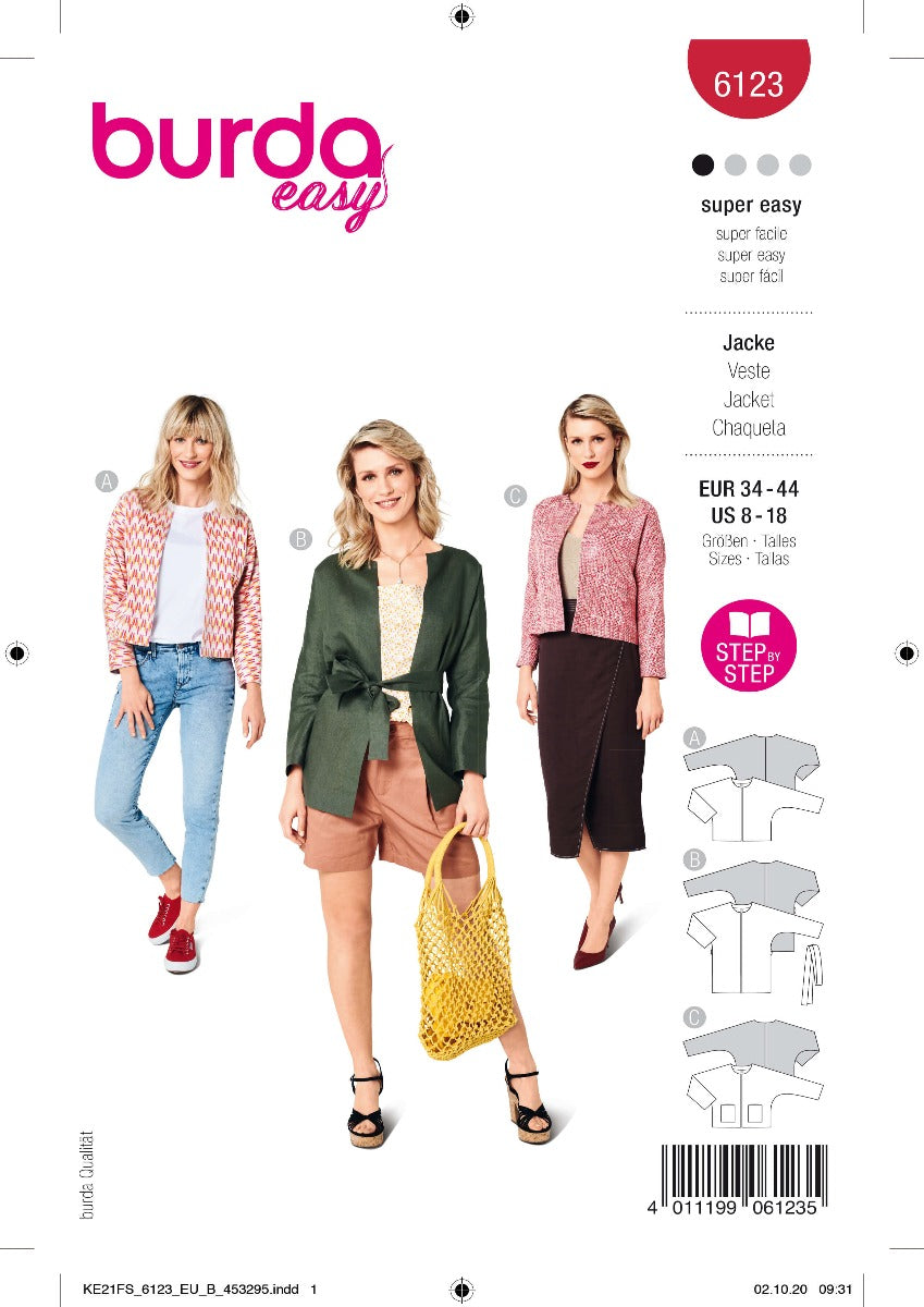 Schnittmuster Burda 6123 Jacken - Ribes y Casals