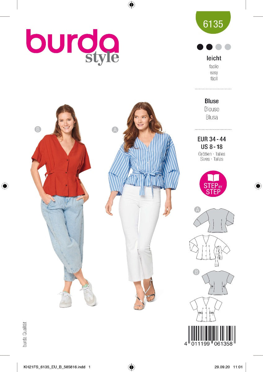 Schnittmuster Burda 6135 Bluse - Ribes y Casals