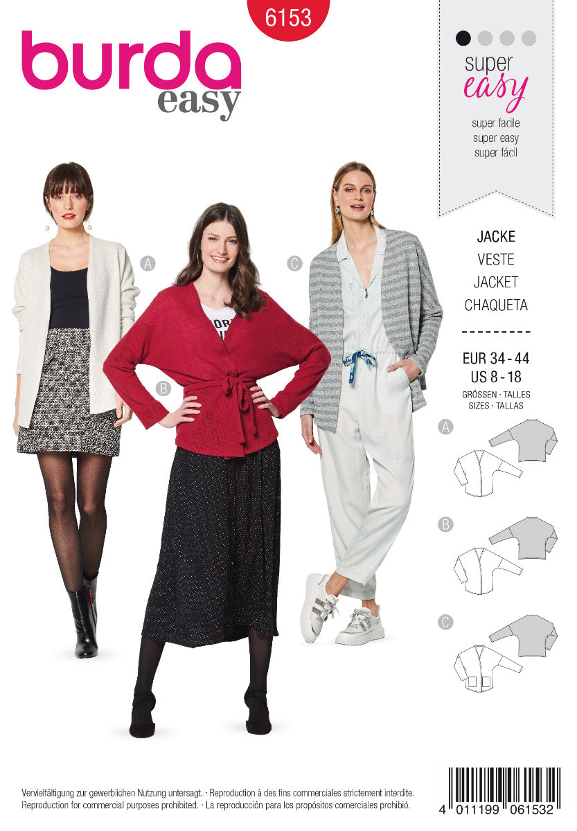 Schnittmuster Burda 6153 Jacke - Ribes y Casals
