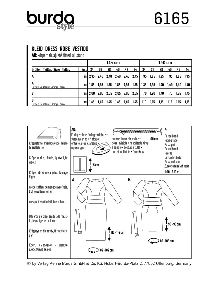 Schnittmuster Burda 6165 Kleid - Ribes y Casals