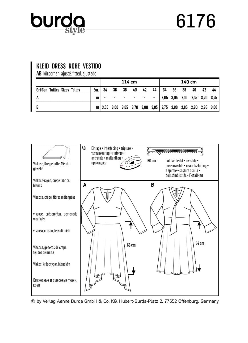 Schnittmuster Burda 6176 Kleid - Ribes y Casals