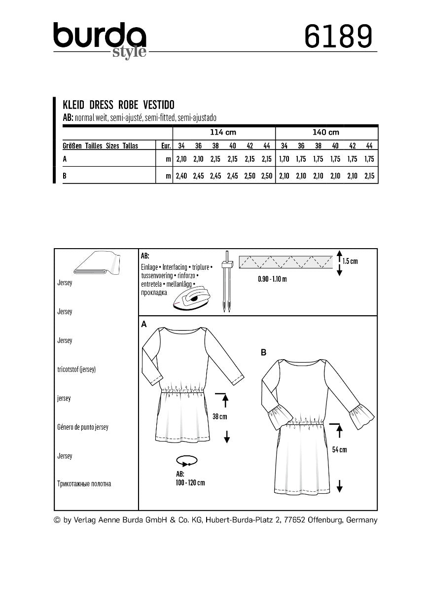 Schnittmuster Burda 6189 Kleid - Ribes y Casals