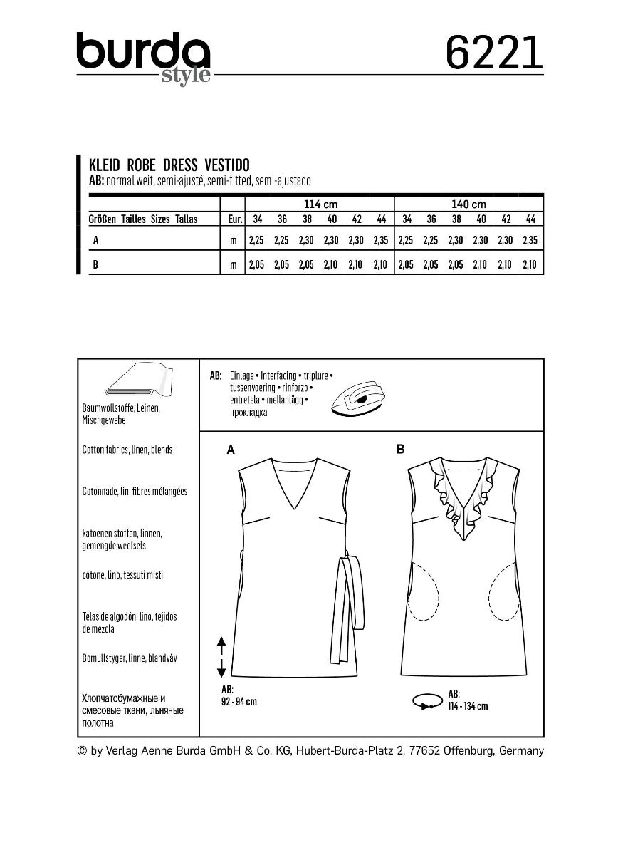 Schnittmuster Burda 6221 Kleid - Ribes y Casals