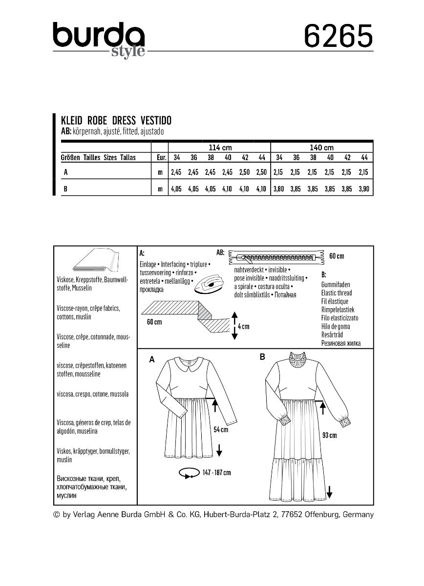 Schnittmuster Burda 6265 Kleid - Ribes y Casals