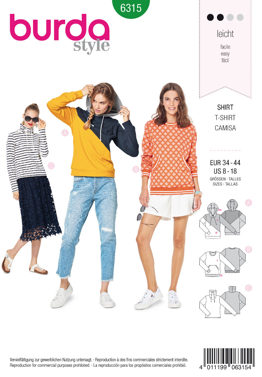 Schnittmuster Burda 6315 Pullover - Ribes y Casals