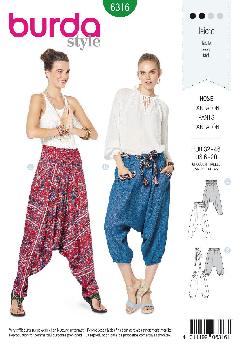 Schnittmuster Burda 6316 Hose - Ribes y Casals