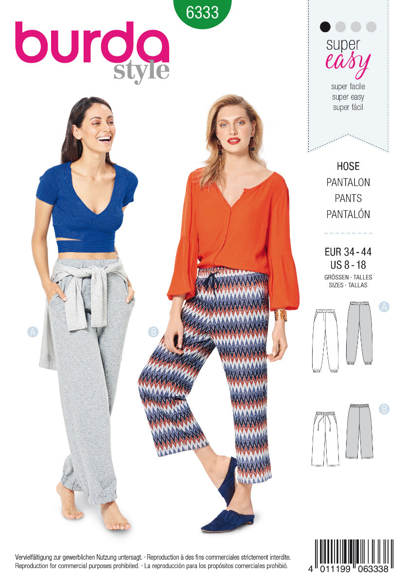 Schnittmuster Burda 6333 Hose - Ribes y Casals