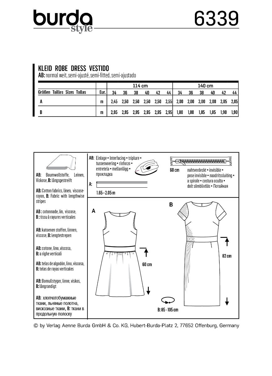 Schnittmuster Burda 6339 Kleid - Ribes y Casals