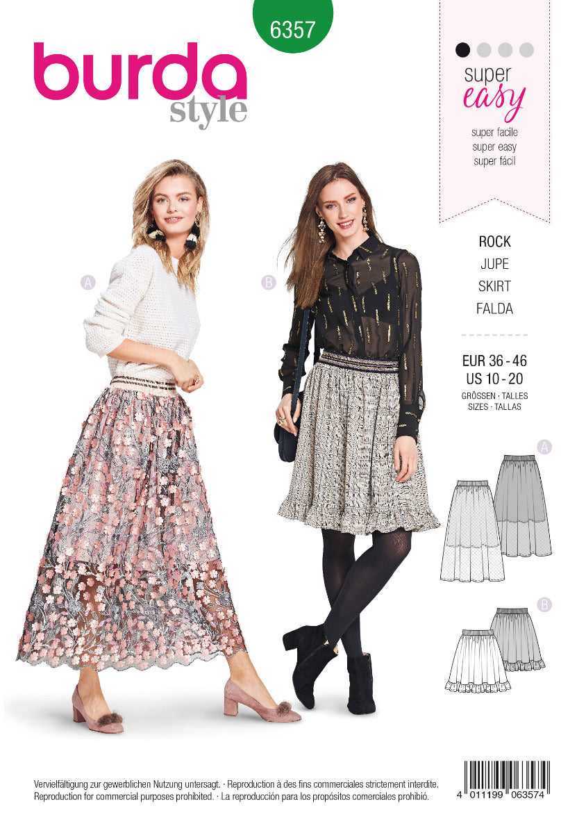Schnittmuster Burda 6357 Rock - Ribes y Casals