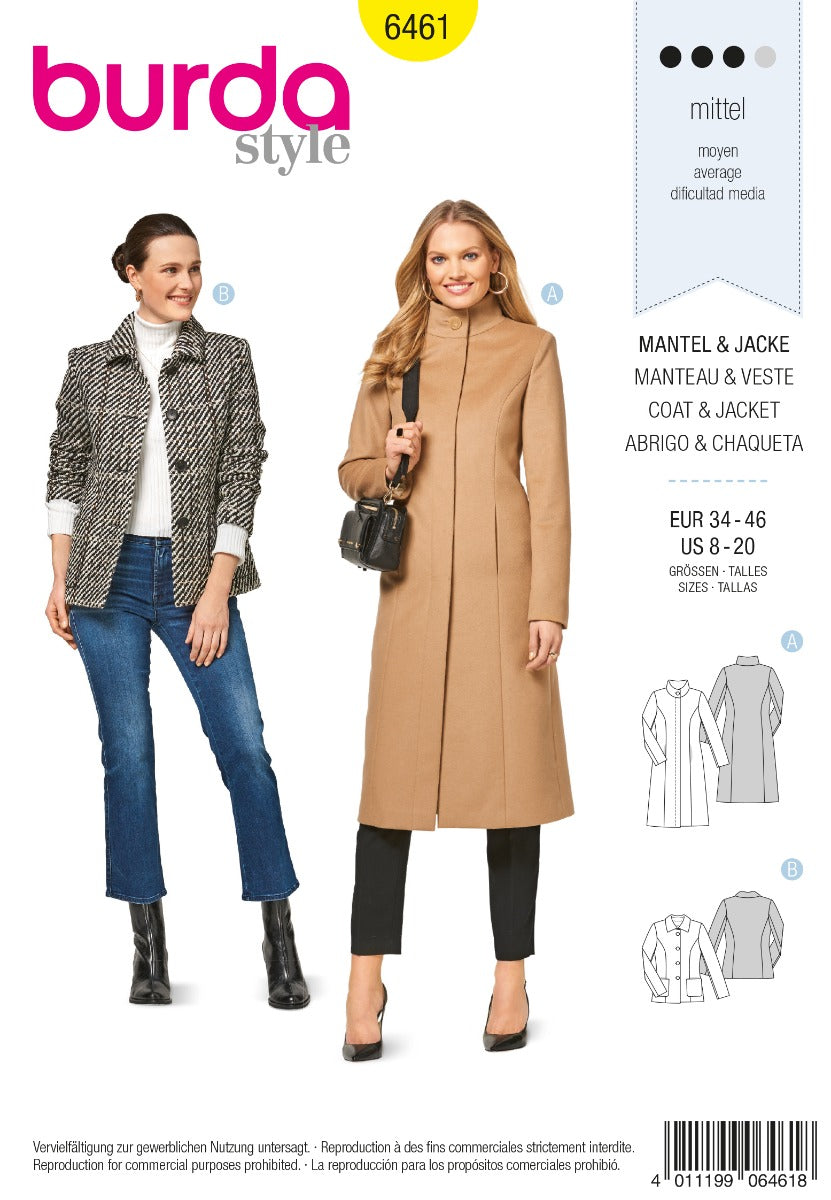 Schnittmuster Burda 6461 Mantel y Jacke - Ribes y Casals