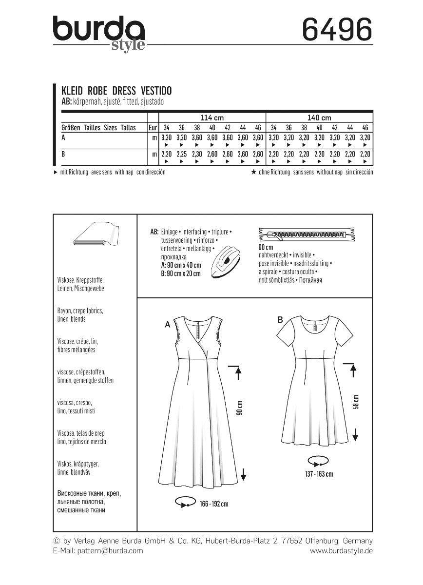 Schnittmuster Burda 6496 Kleid - Ribes y Casals