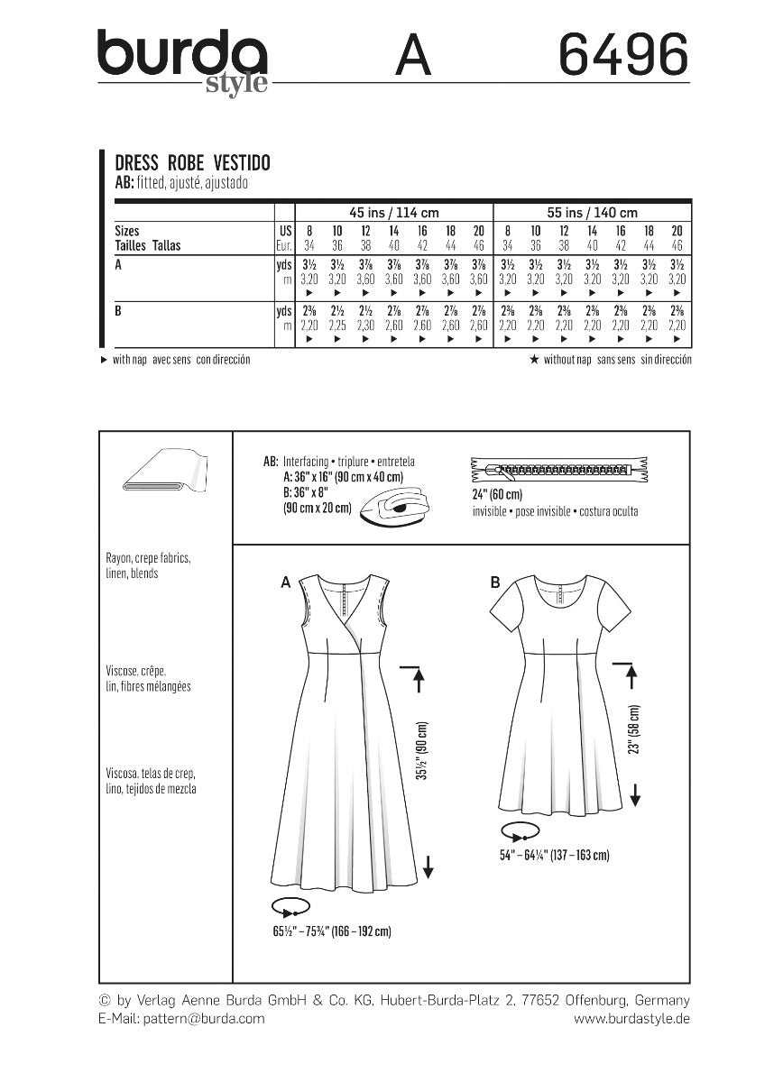 Schnittmuster Burda 6496 Kleid - Ribes y Casals