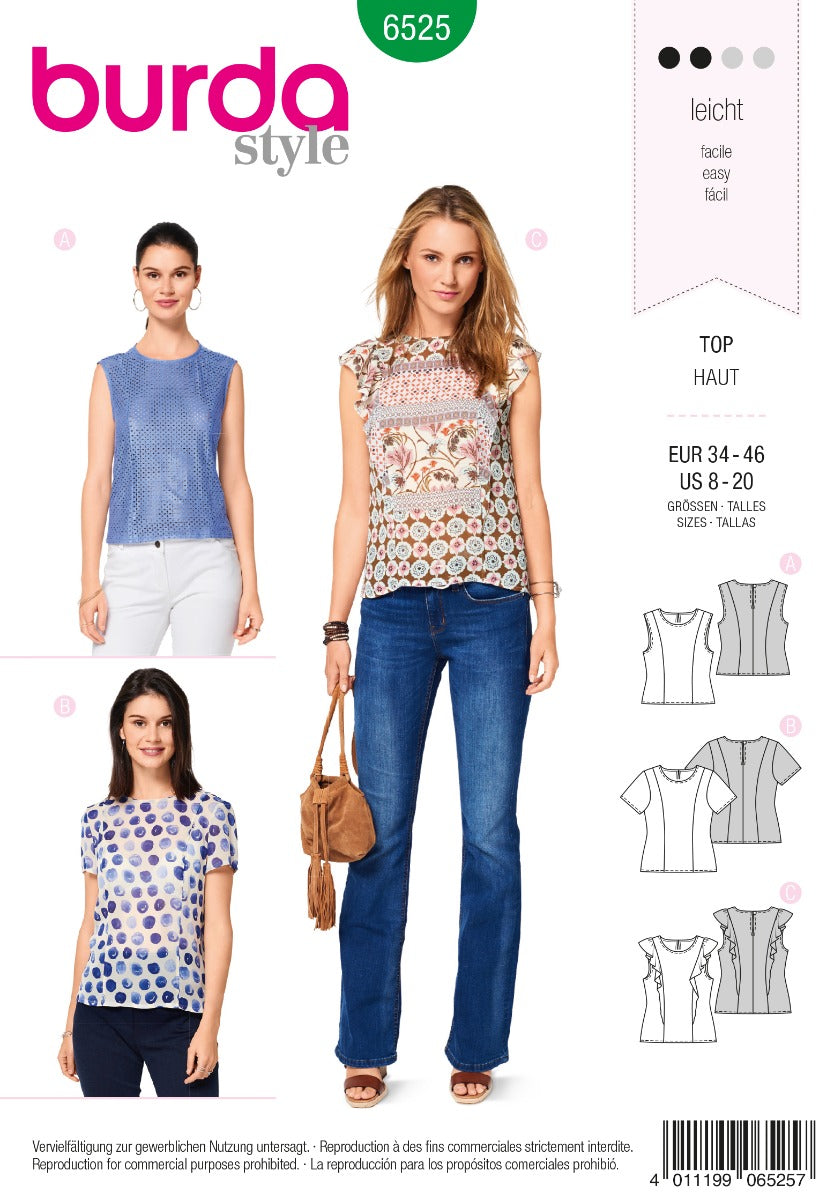 Schnittmuster Burda 6525 Top - Ribes y Casals