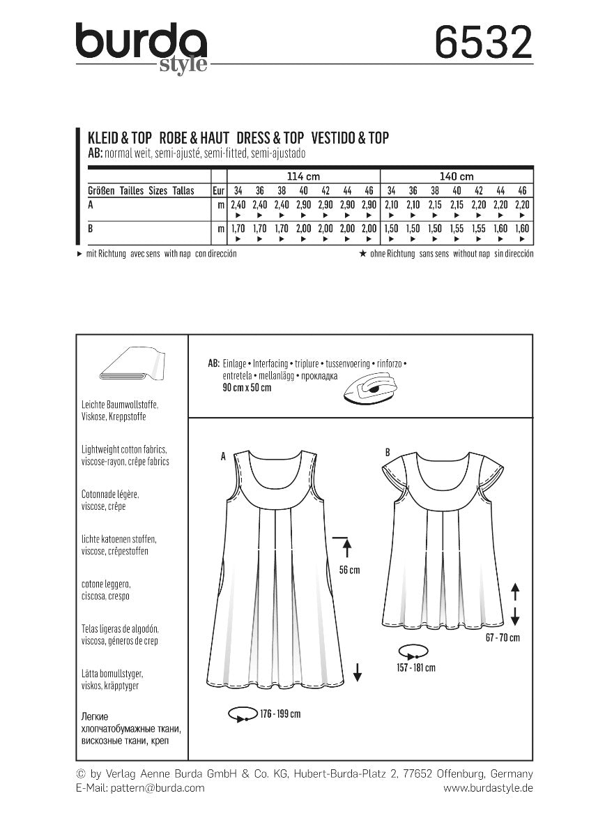 Schnittmuster Burda 6532 Kleid y Oberteil - Ribes y Casals