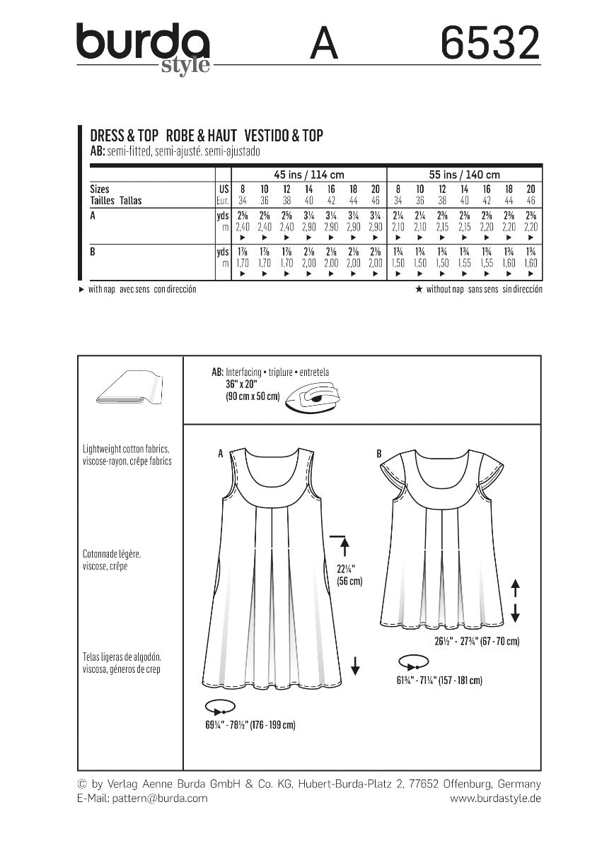 Schnittmuster Burda 6532 Kleid y Oberteil - Ribes y Casals