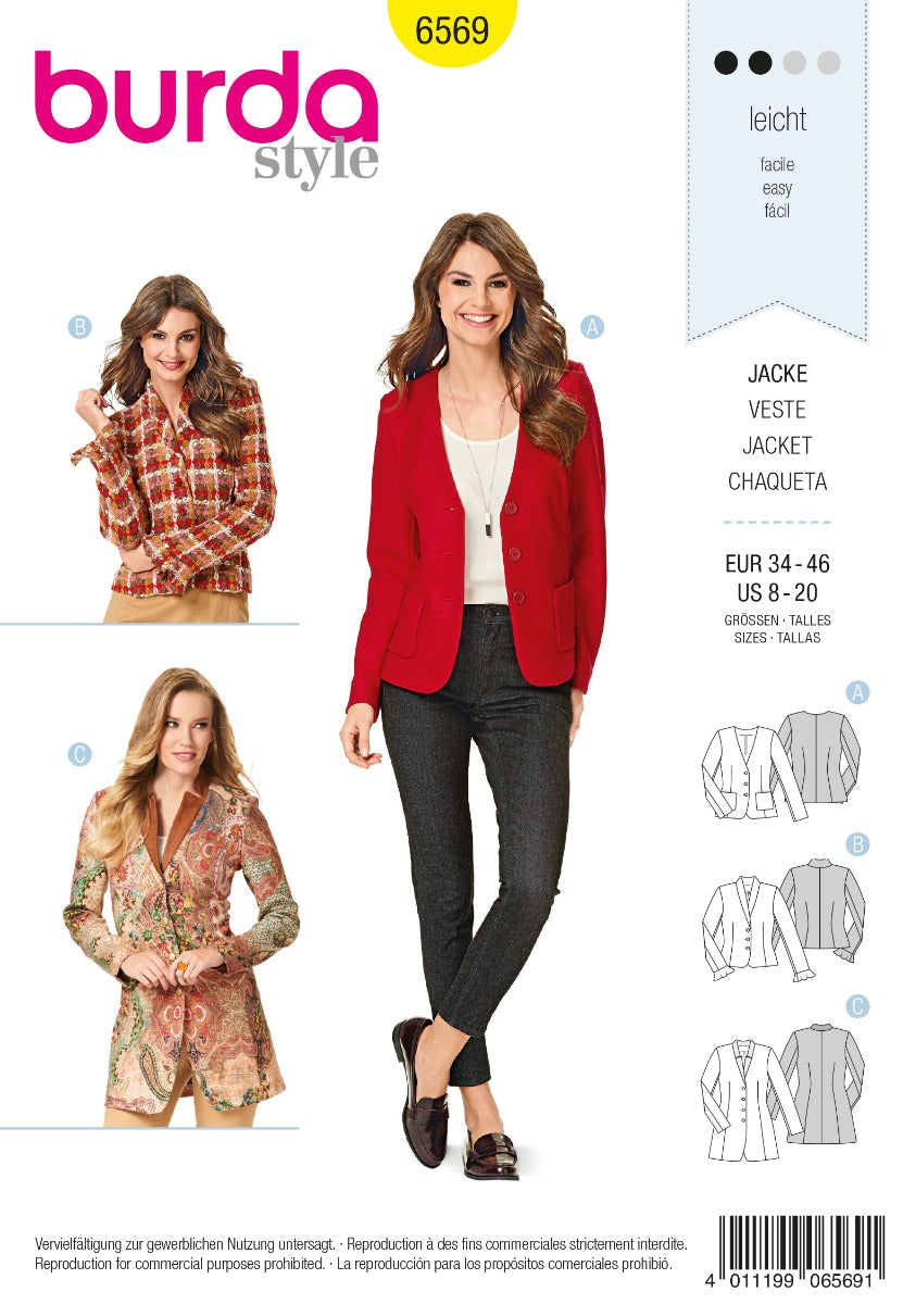 Schnittmuster Burda 6569 Jacke - Ribes y Casals