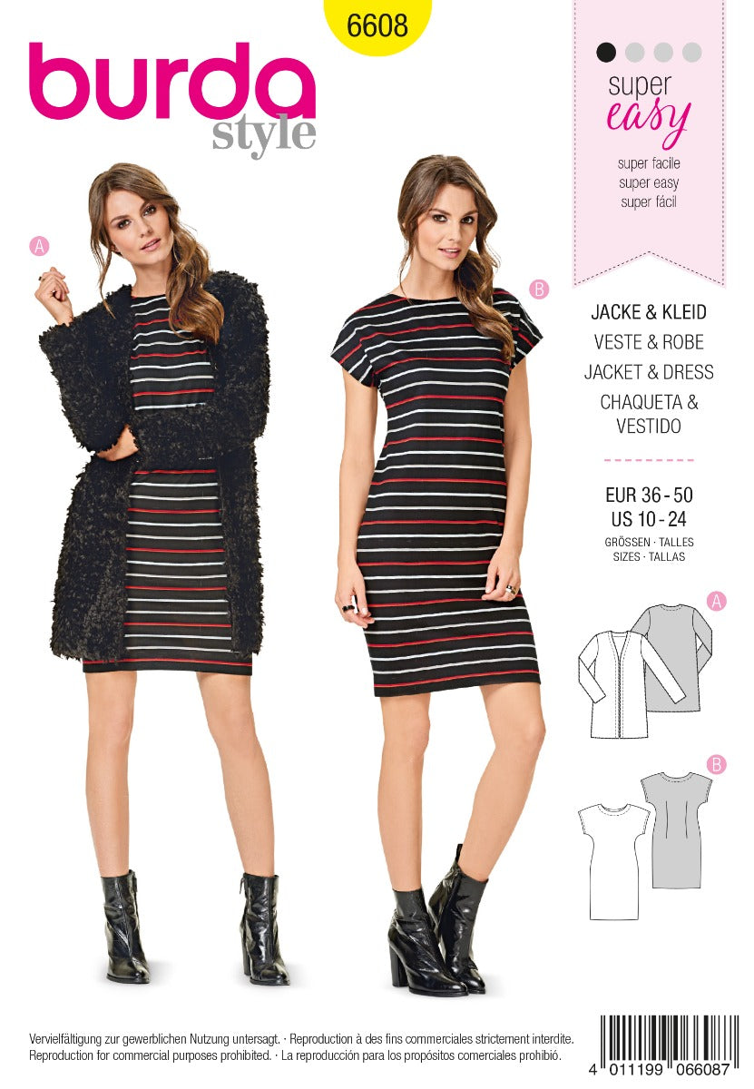 Schnittmuster Burda 6608 Jacke y Kleid - Ribes y Casals