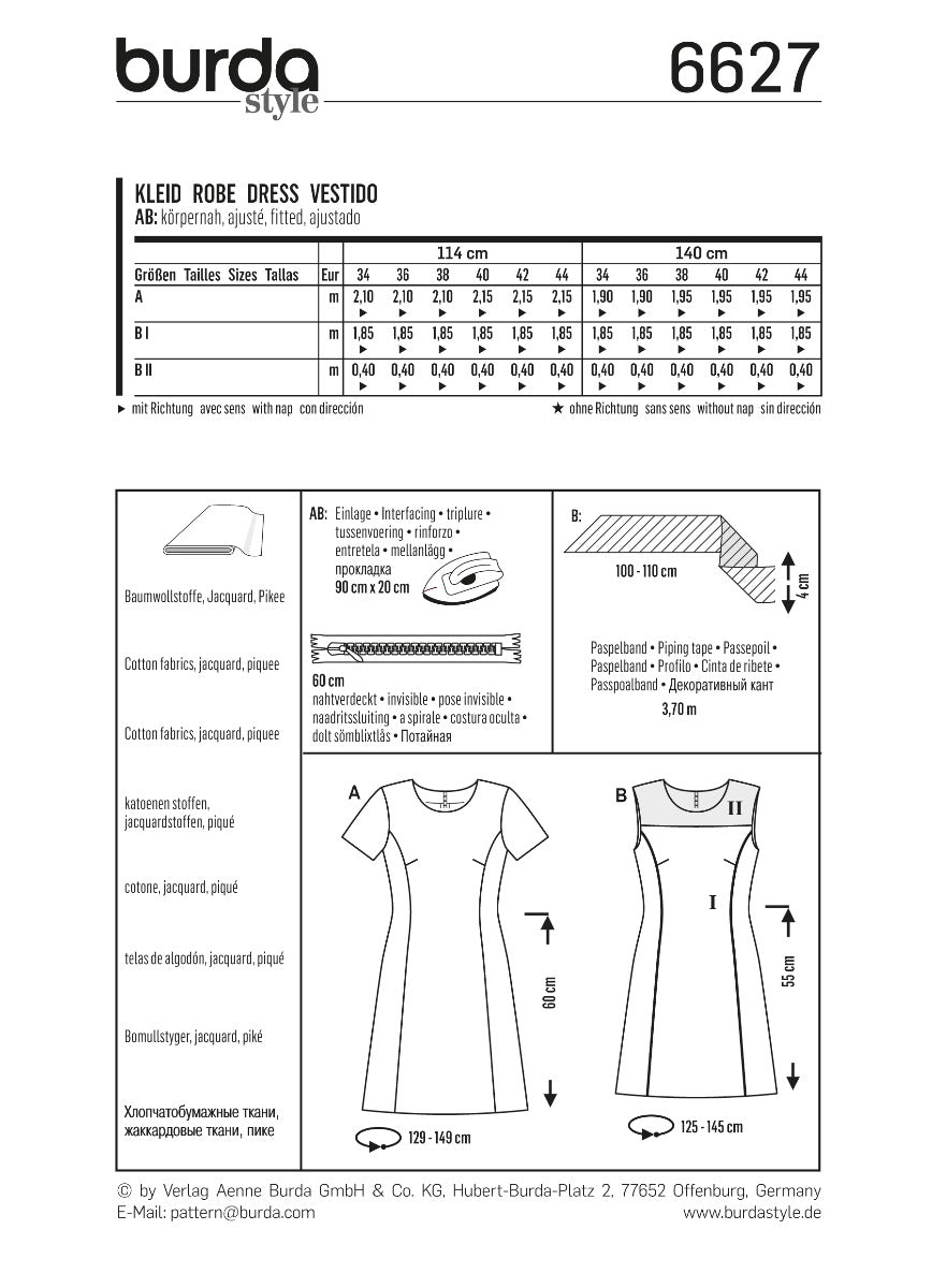 Schnittmuster Burda 6627 Kleid - Ribes y Casals