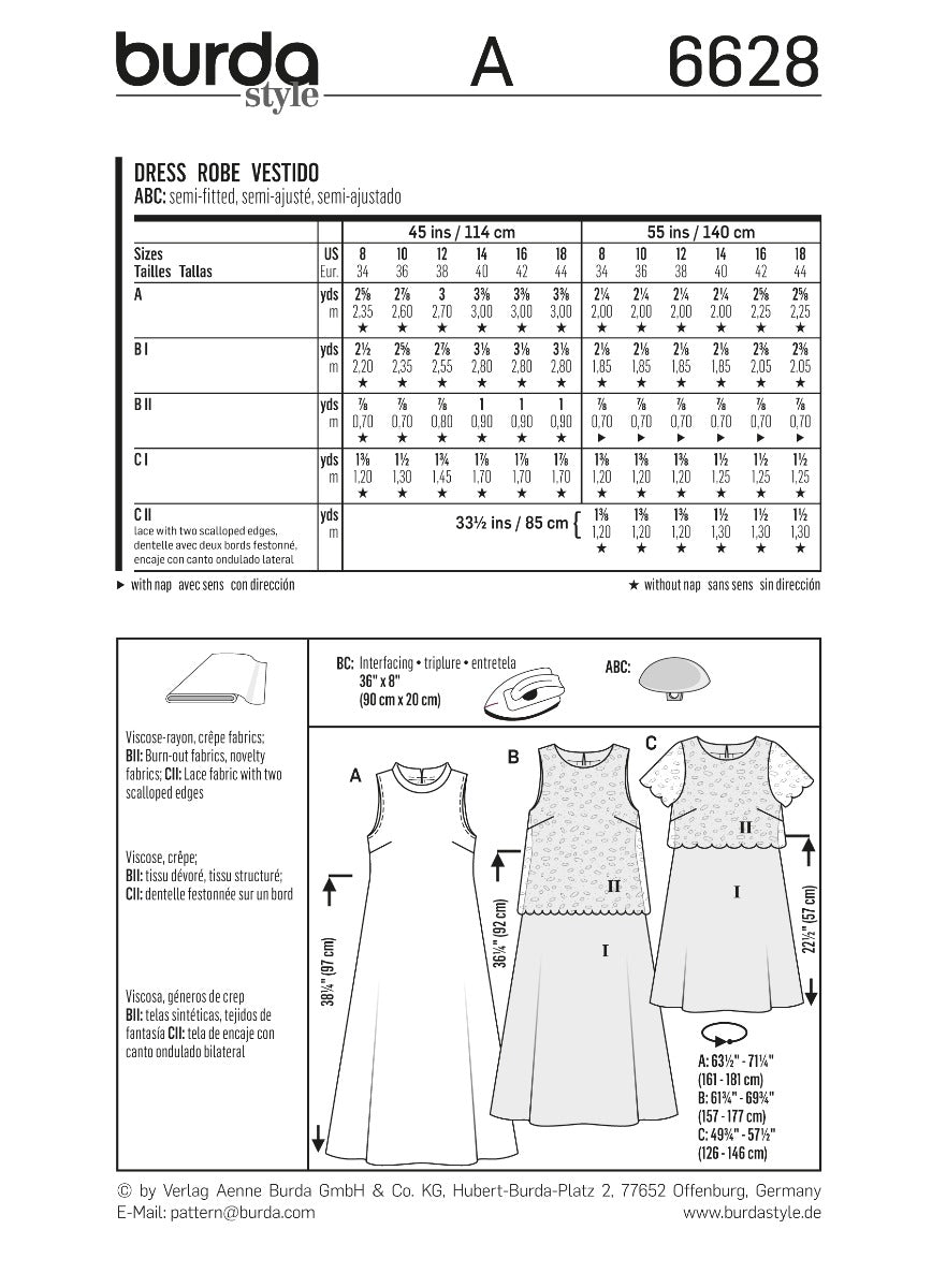 Schnittmuster Burda 6628 Kleid - Ribes y Casals
