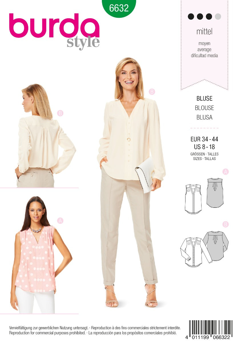 Schnittmuster Burda 6632 Bluse - Ribes y Casals