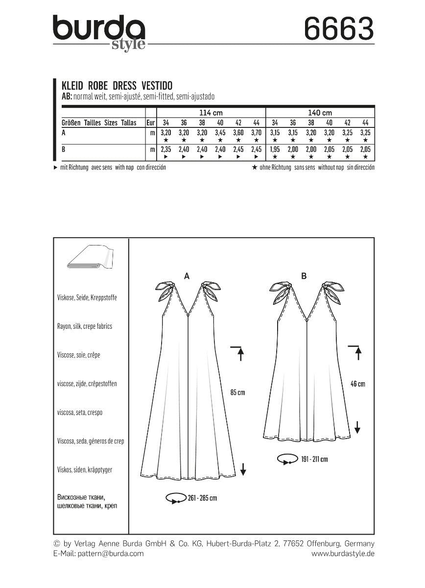 Schnittmuster Burda 6663 Kleid - Ribes y Casals