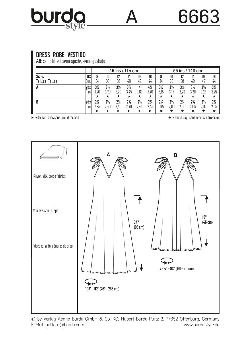 Schnittmuster Burda 6663 Kleid - Ribes y Casals
