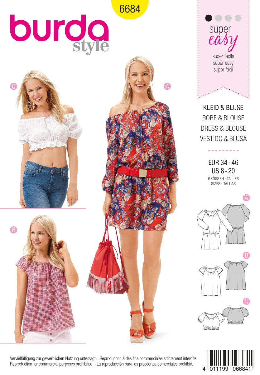 Schnittmuster Burda 6684 Kleid y Bluse - Ribes y Casals