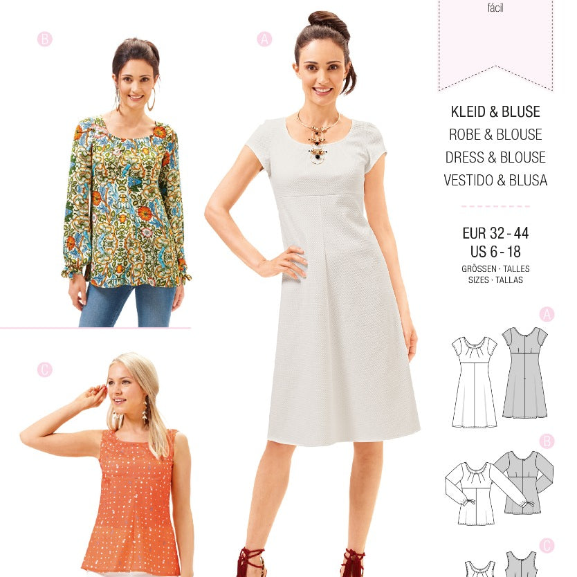 Schnittmuster Burda 6685 Kleid y Bluse - Ribes y Casals