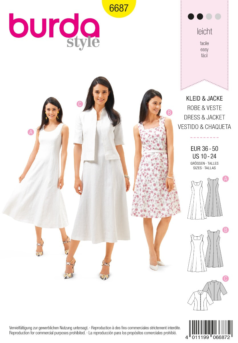 Schnittmuster Burda 6687 Kleid y Jacke - Ribes y Casals
