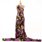 Satin bedruckt Lila Blume Maxi Print - Ribes y Casals