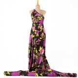 Satin bedruckt Lila Blume Maxi Print - Ribes y Casals