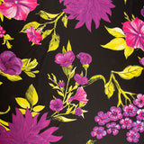 Satin bedruckt Lila Blume Maxi Print - Ribes y Casals