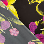 Satin bedruckt Lila Blume Maxi Print - Ribes y Casals