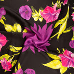 Satin bedruckt Lila Blume Maxi Print - Ribes y Casals