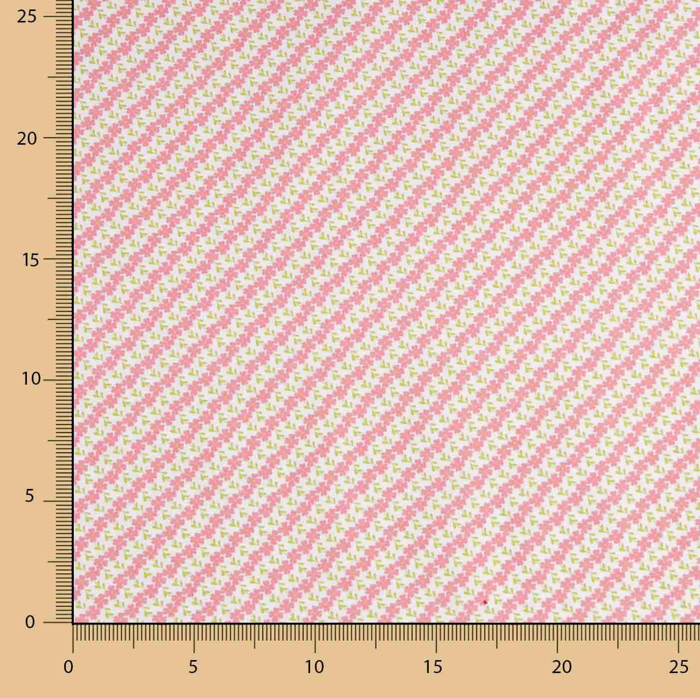 Perkal Diagonal Floral Print Rosa - Ribes y Casals