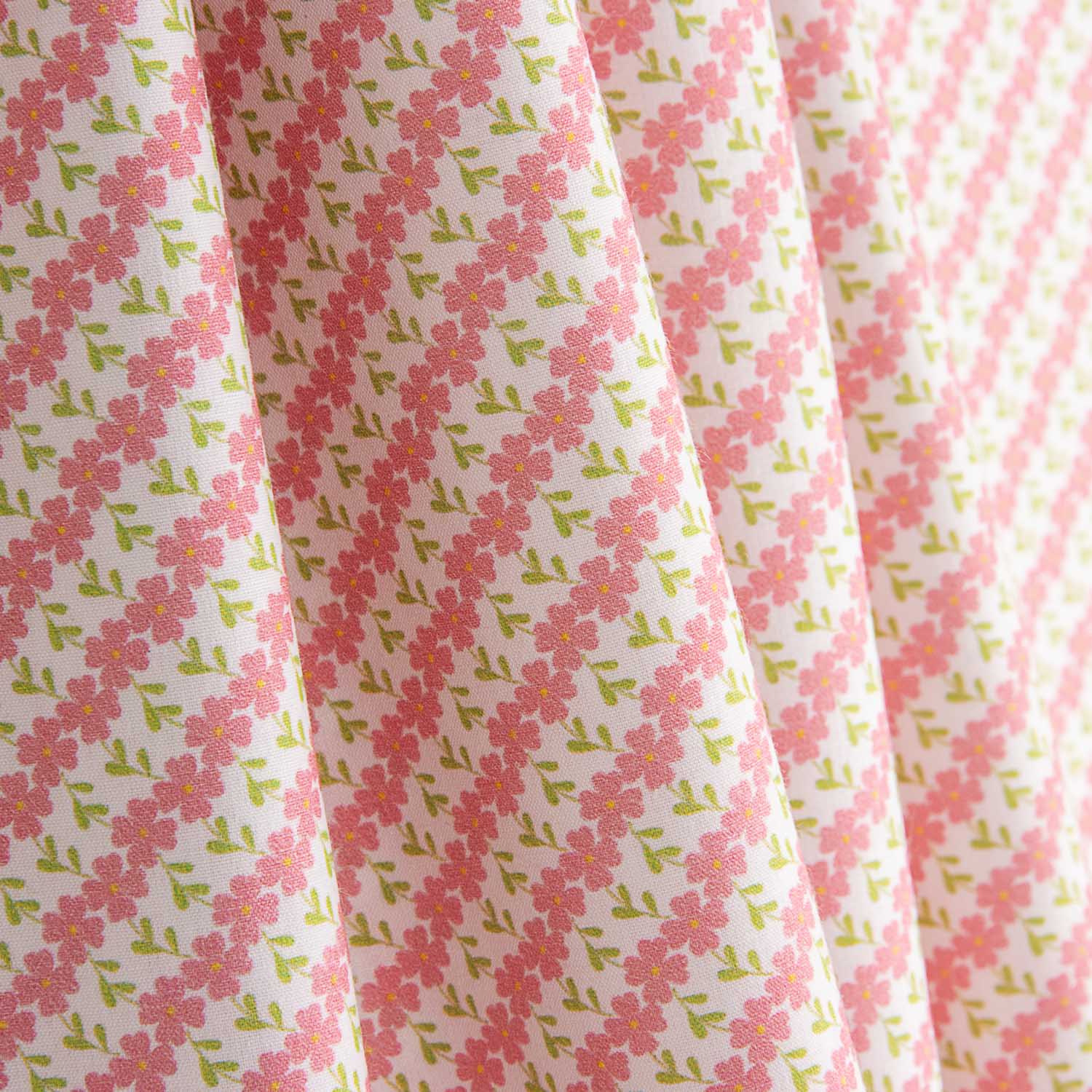 Perkal Diagonal Floral Print Rosa - Ribes y Casals