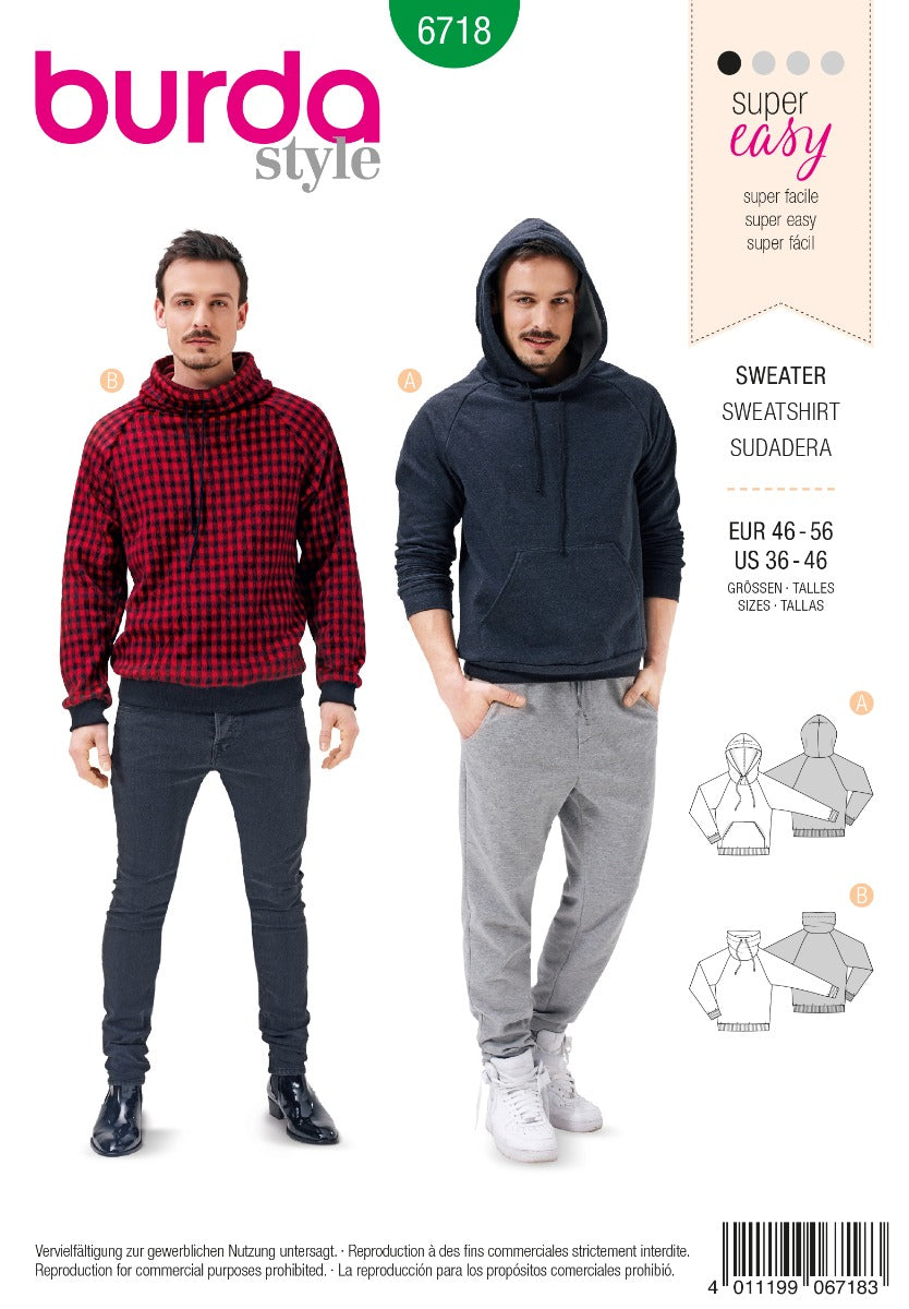 Schnittmuster Burda 6718 Pullover - Ribes y Casals