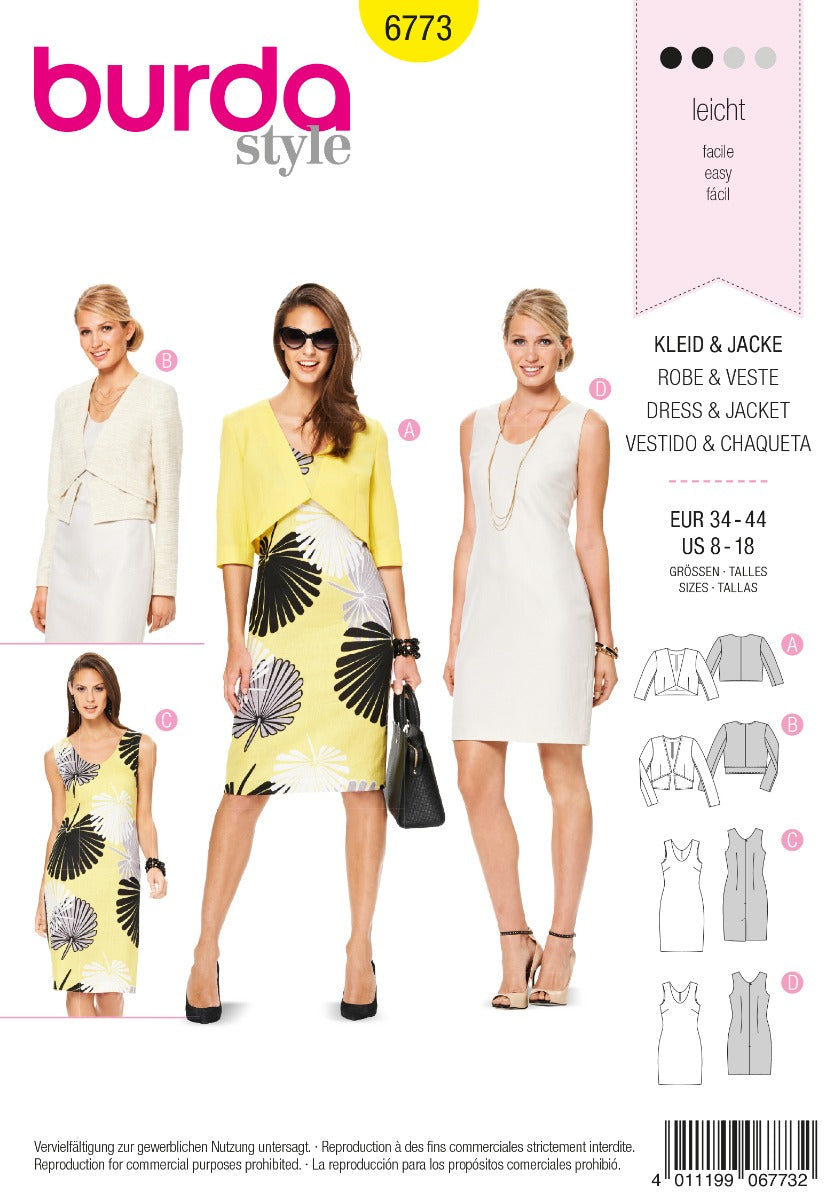 Schnittmuster Burda 6773 Jacke y Kleid - Ribes y Casals