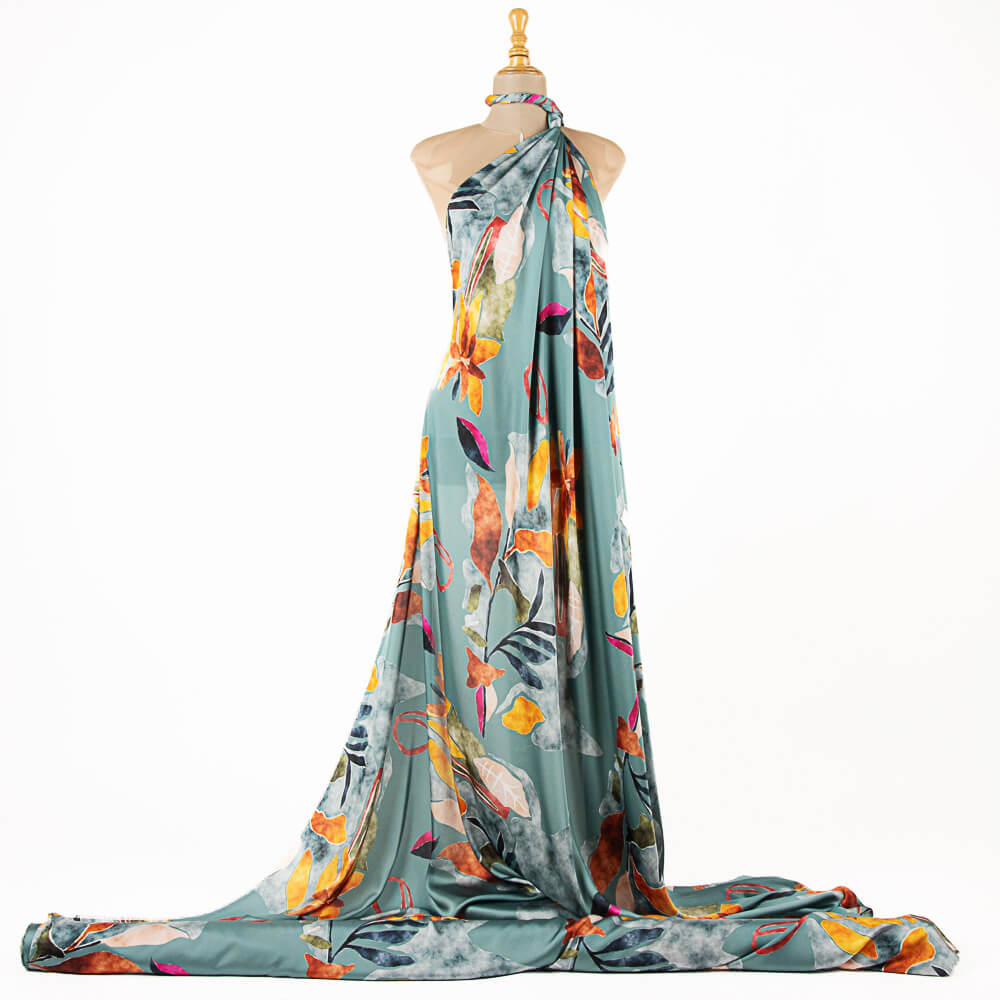 Satin Print Ölblume Salbei - Ribes y Casals