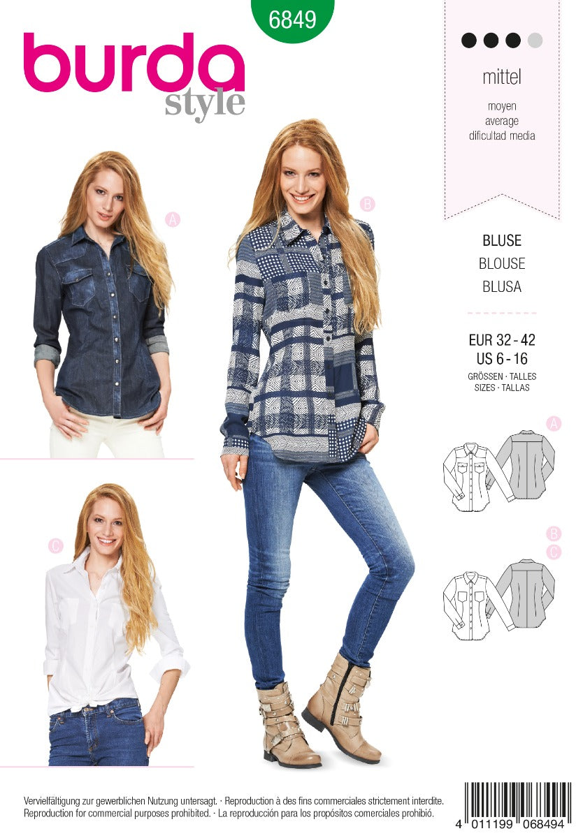 Schnittmuster Burda 6849 Bluse - Ribes y Casals