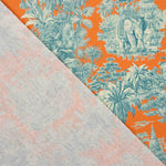 Orangefarbener Baumwollpopeline mit exotischem Dschungel-Print - Ribes y Casals