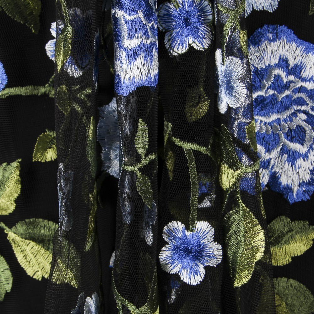Tüll Stickerei Manila Blau Schwarz - Ribes y Casals
