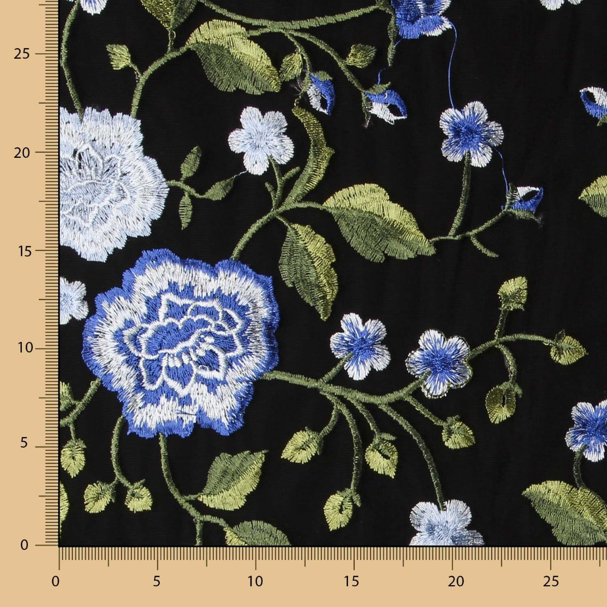 Tüll Stickerei Manila Blau Schwarz - Ribes y Casals