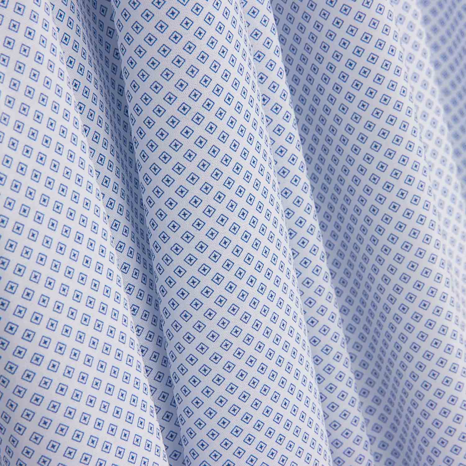 Geometrischer blau-weißer Baumwoll-Voile - Ribes y Casals