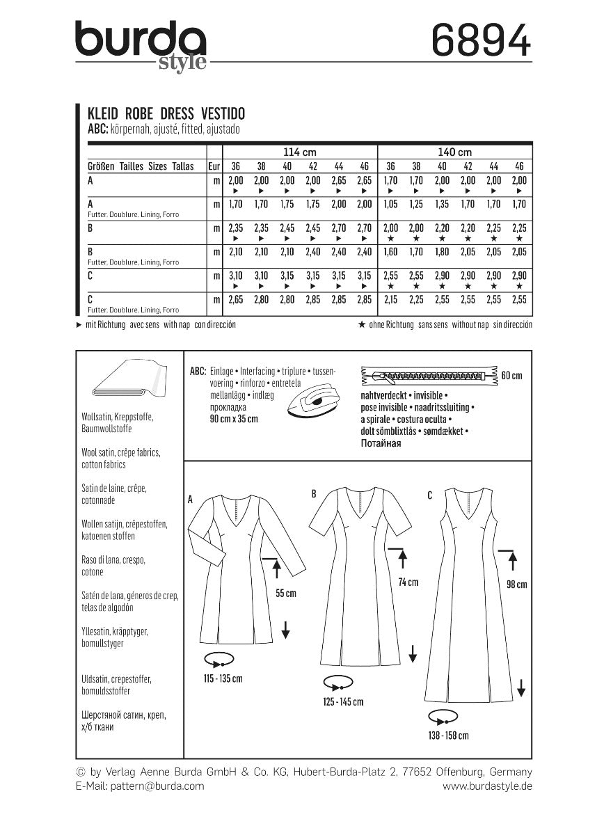 Schnittmuster Burda 6894 Kleid - Ribes y Casals