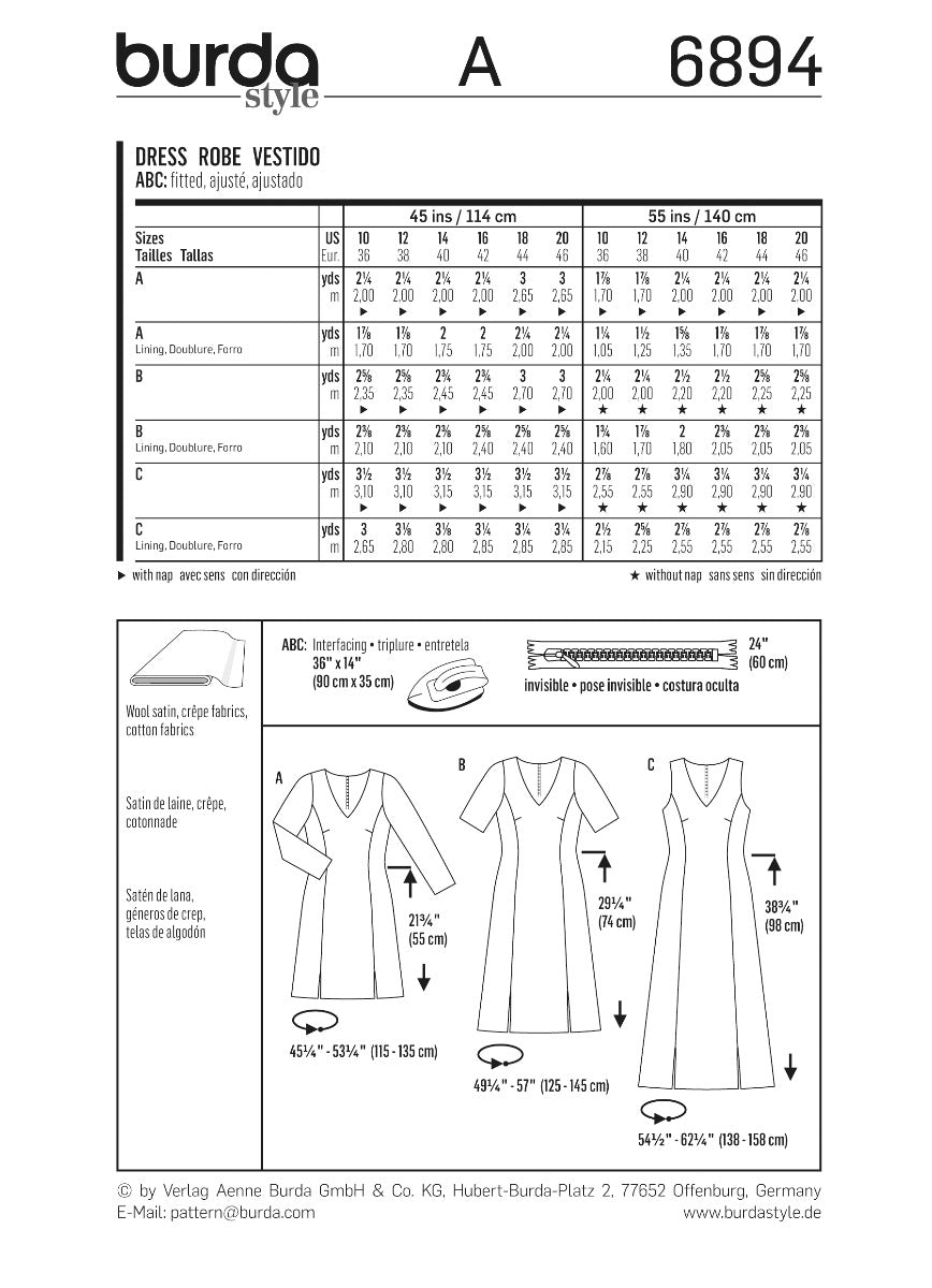 Schnittmuster Burda 6894 Kleid - Ribes y Casals