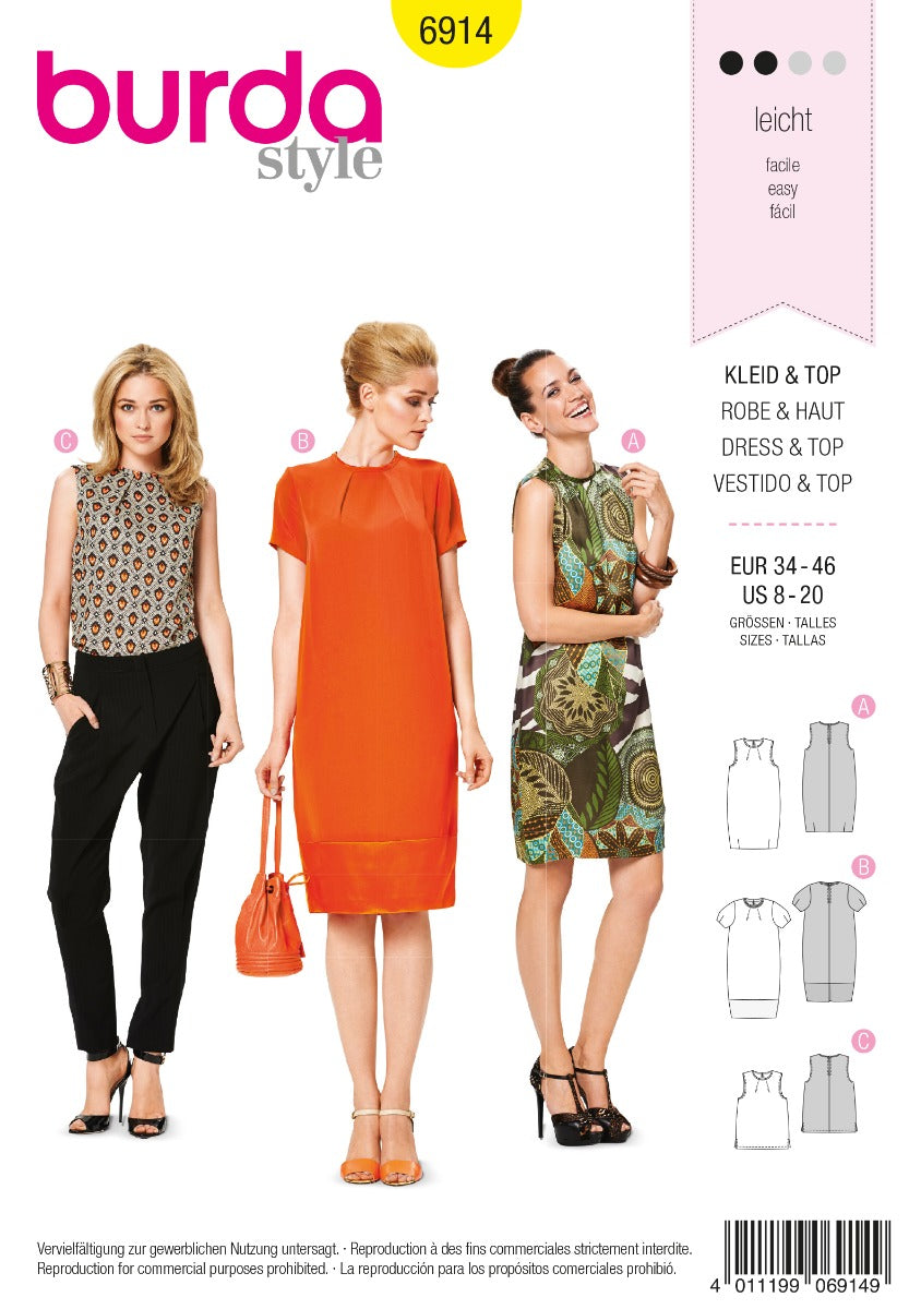 Schnittmuster Burda 6914 Kleid y Oberteil - Ribes y Casals