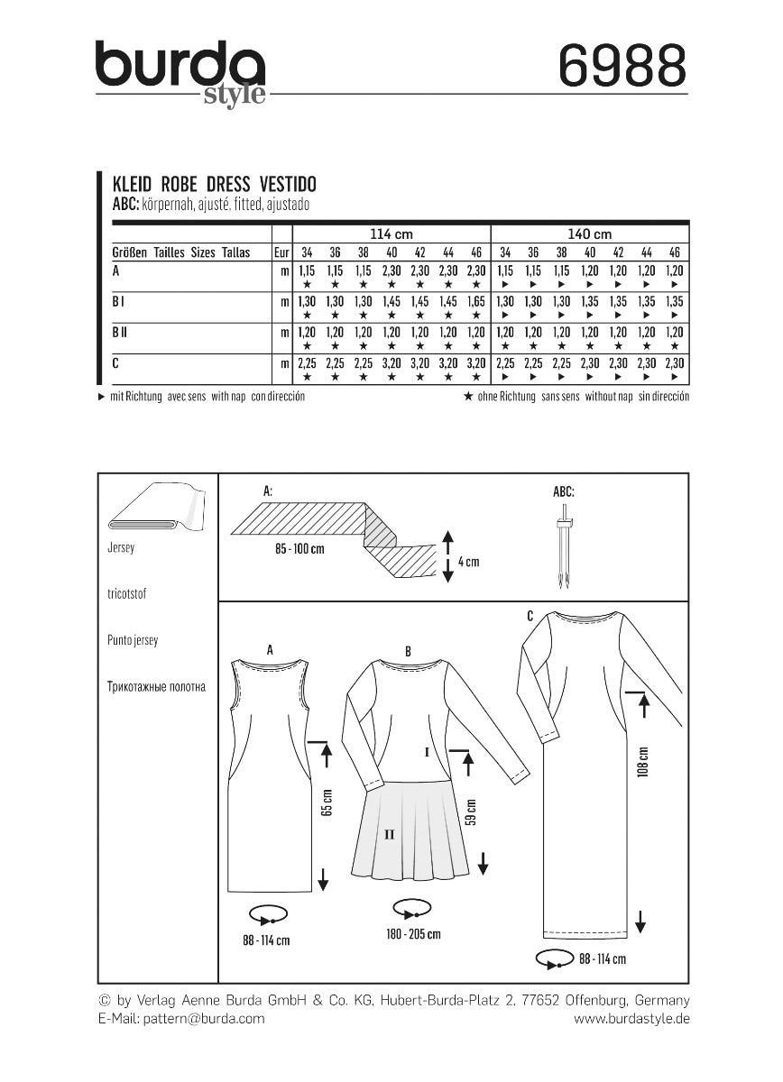 Schnittmuster Burda 6988 Kleid - Ribes y Casals