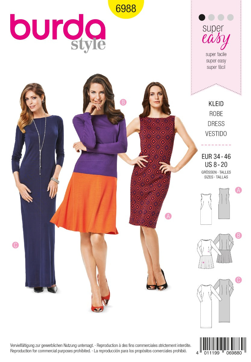 Schnittmuster Burda 6988 Kleid - Ribes y Casals