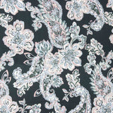 Satin Viskose Kaschmir Floral Blau y Rosa - Ribes y Casals